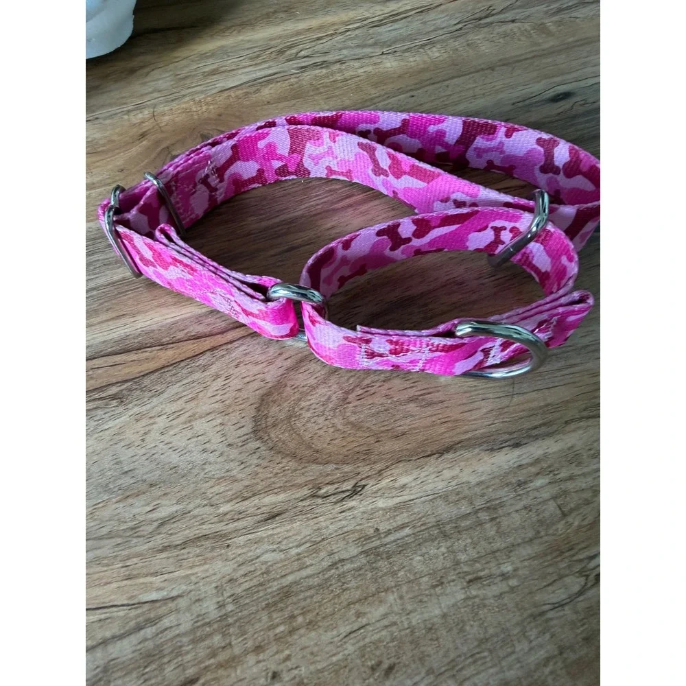 Country Brook Petz Pink Camo Bone Martingale Dog Collar Medium Made in USA